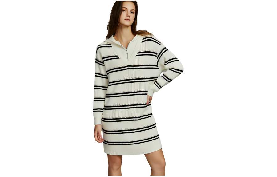 ELLE Long Sleeved Fall Women's Black White Stripes