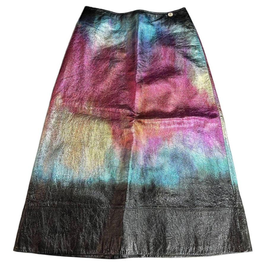CHANEL 20A Premium DIY Workshop Leather Long Skirt Women's Black
