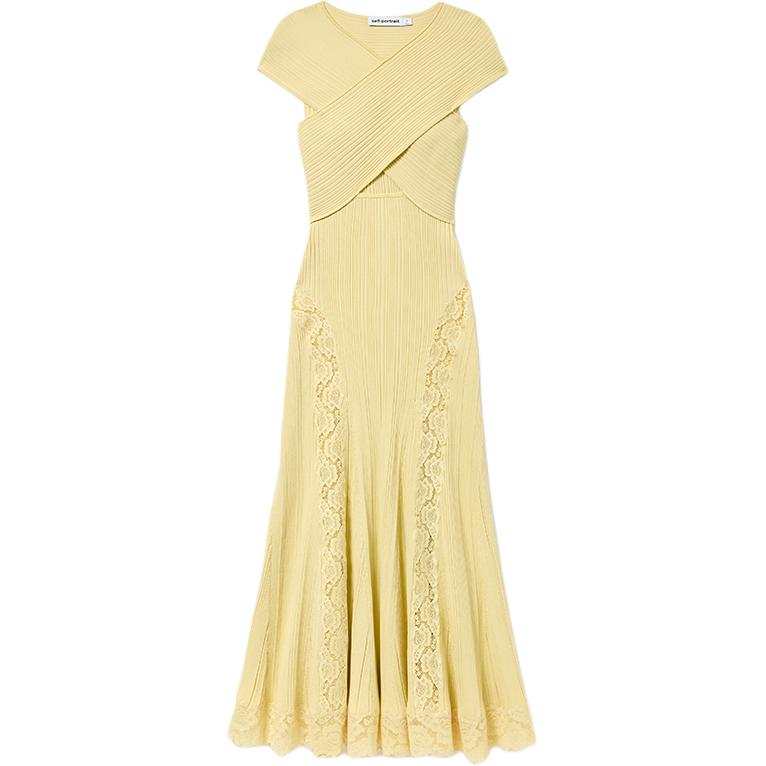 Self-portrait Self portrait Short Sleeved Dress Women's Cream Yellow