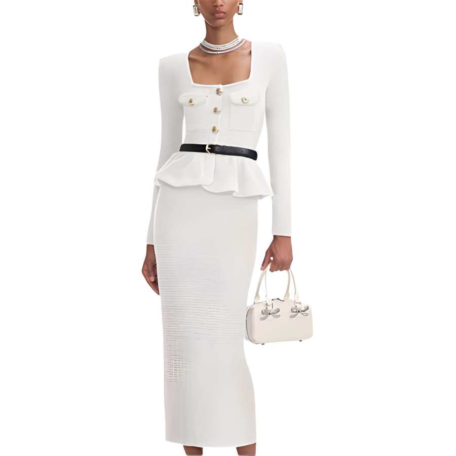Self-portrait Self portrait Long Sleeved Dress Women's Ivory White