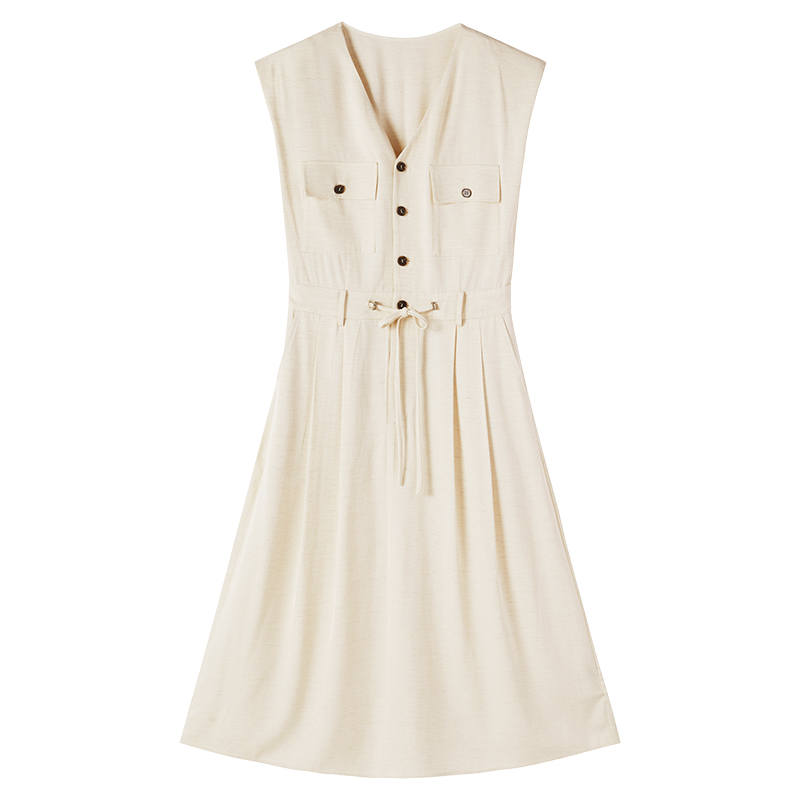 XIANGYING Sleeveless Dress Women's Ecru