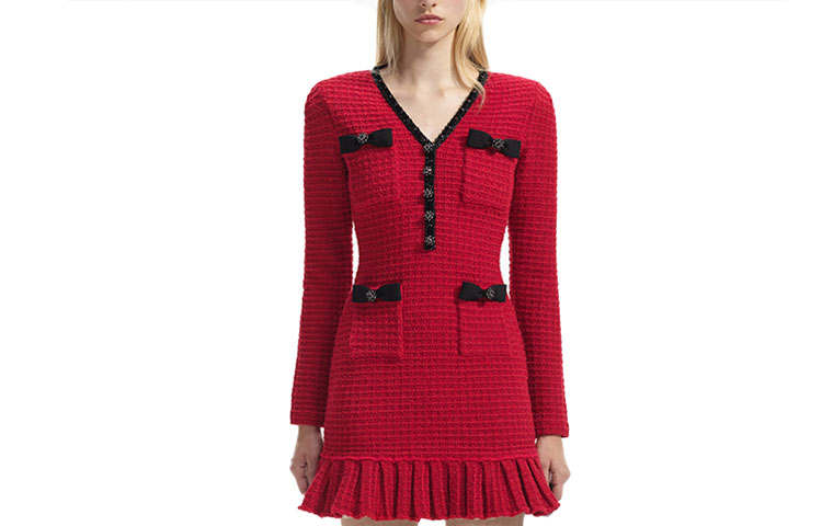Self-portrait Self portrait Long Sleeved Dress Women's Burgundy