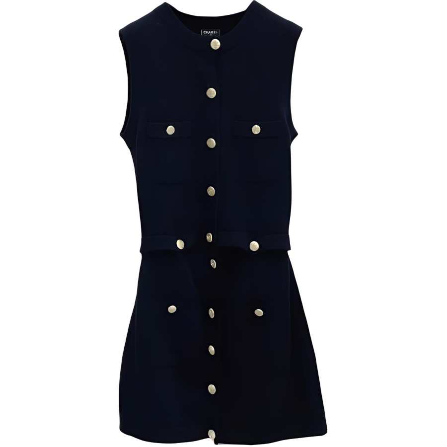 CHANEL Sleeveless Dress Women's Black