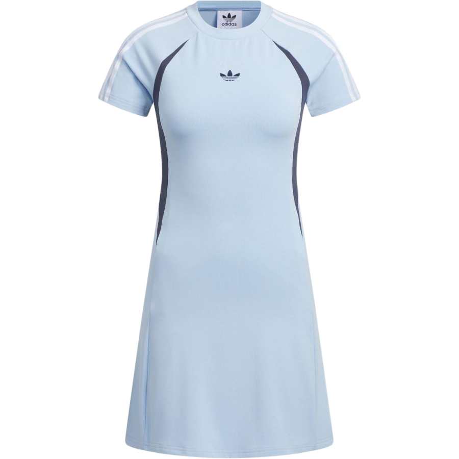Adidas Originals JERSEY SHORT SLEEVE DRESS Short Sleeved Dress Women's Bright Light Blue/Midnight Gray