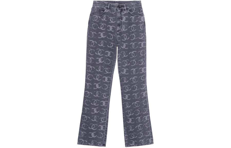 CHANEL Jeans Women's Gray Moderate Flared Pants
