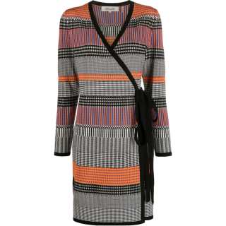 Dvf Diane von Furstenberg Brigid geometric-pattern ribbed-knit wrap dress