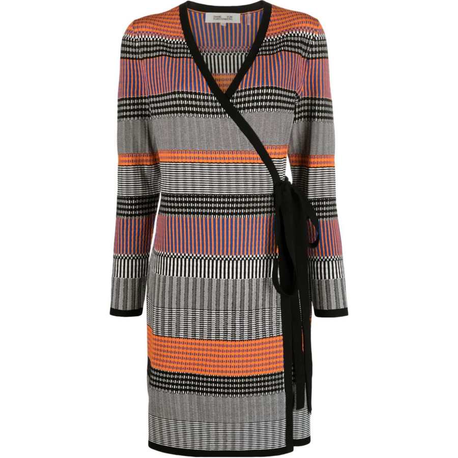 Dvf Diane von Furstenberg Brigid geometric-pattern ribbed-knit wrap dress