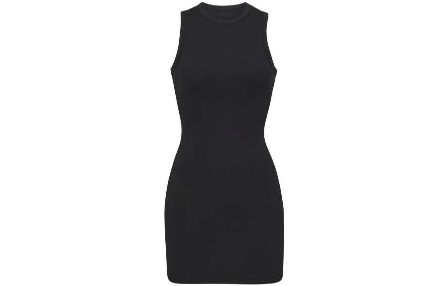 Skims COTTON RIB TANK DRESS Sleeveless Dress Women's SOOT/Smoke Gray Black