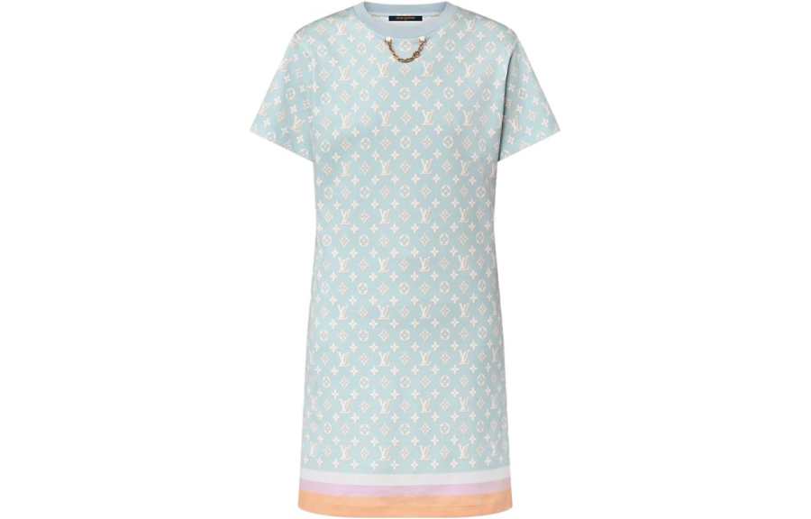 LOUIS VUITTON FW23 Short Sleeved Dress Women's Blue