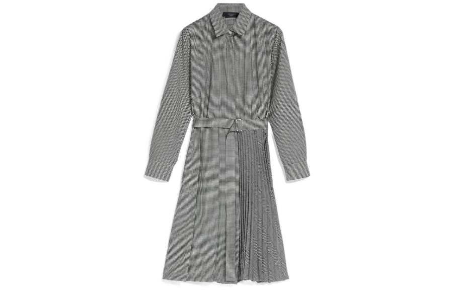WEEKEND MaxMara Long Sleeved Dresses Women's Gray Shirt Collar Moderate Mid Length