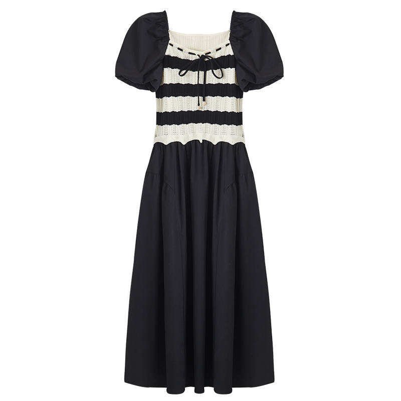 XIANGYING Short Sleeved Dress Women's Beige