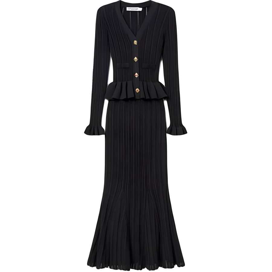 Self-portrait Knitted Peplum Maxi Dress