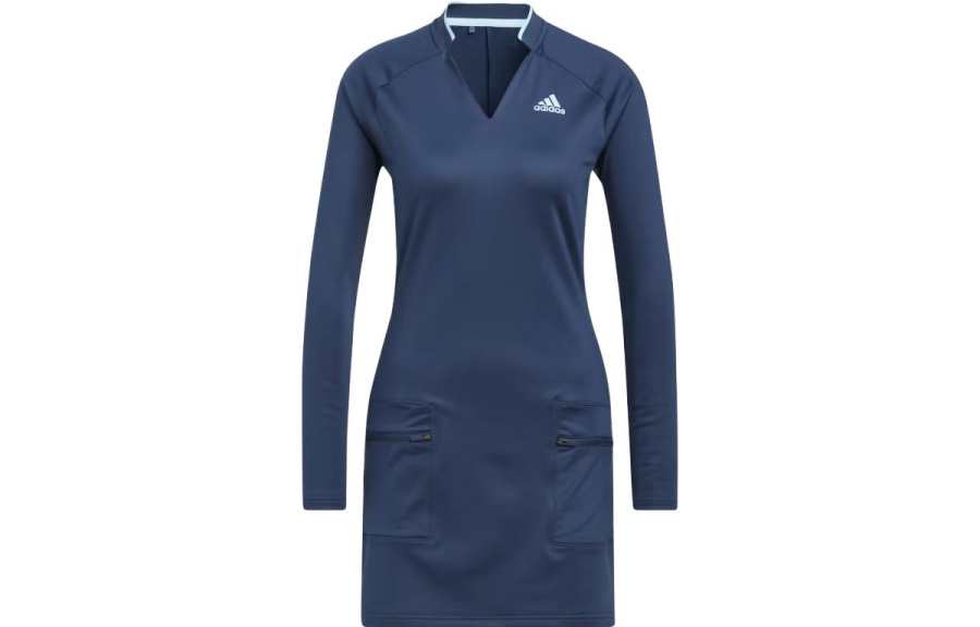 Adidas Adidas Long Sleeved Dresses Women's Navy Blue V Neck Moderate Short