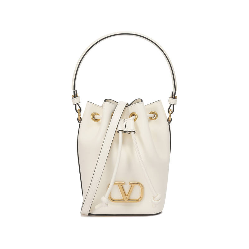 Valentino Sheepskin Bucket Bag, Shoulder Bag, Handbag Mini Women's Ivory White