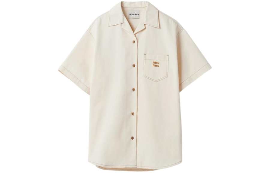 MIU MIU SS24 Short Sleeved Dress Women's Beige
