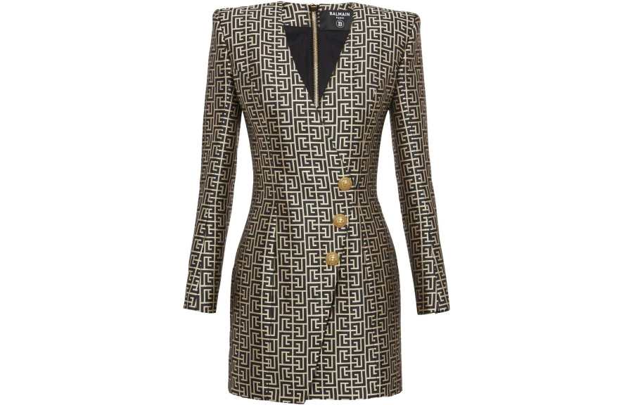 BALMAIN 【Previous Season】monogram-print blazer minidress
