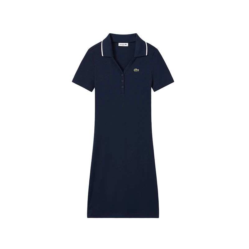 LACOSTE SS25 Short Sleeved Dress Women's Navy Blue/White
