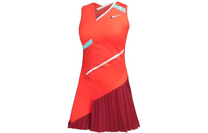 Nike Nike Court Dri Fit Pleated Ruffle Tennis Dress Pomegranate