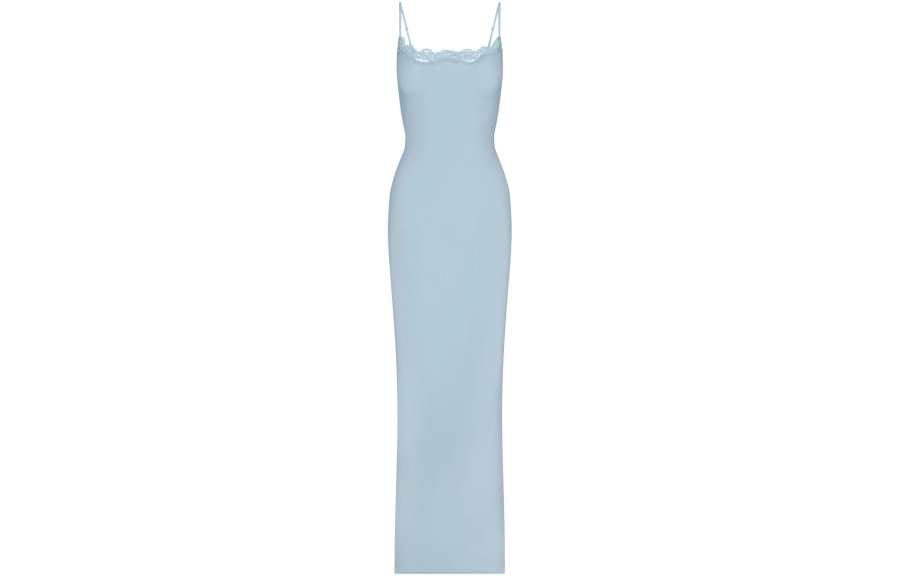 Skims Wedding Dress Collection FITS EVERYBODY LACE LONG SLIP DRESS Slip Dress Women's DENIM/Denim