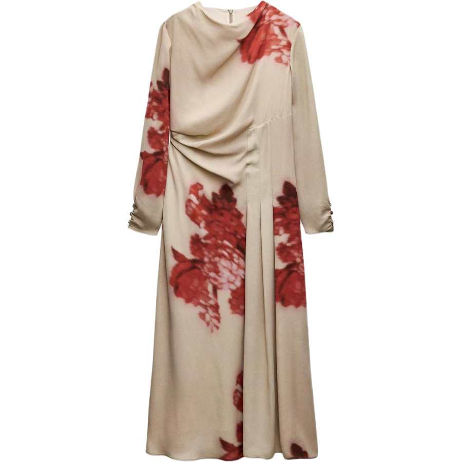 ZARA ZW Long Sleeved Dress Women's Tan