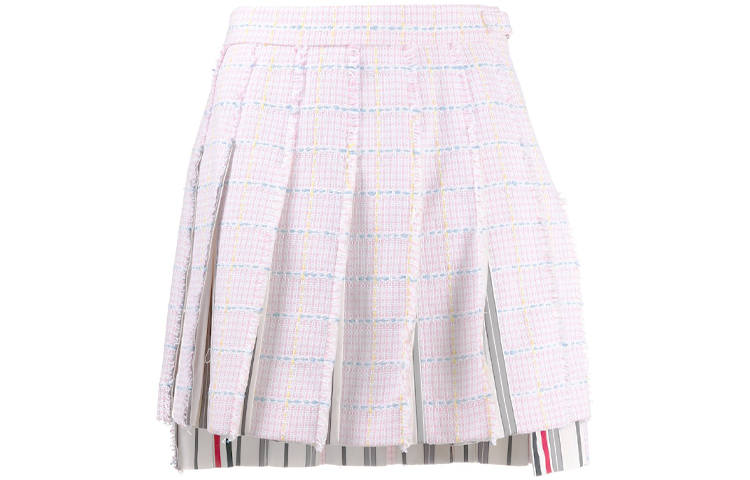 THOM BROWNE Casual Short Skirts Women's Light Pink Moderate Short Pleated Skirt