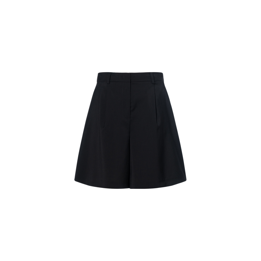 WEEKEND MaxMara SS25 Belbo Collection Woollen Cloth Bermuda Shorts Casual Shorts Women's Black