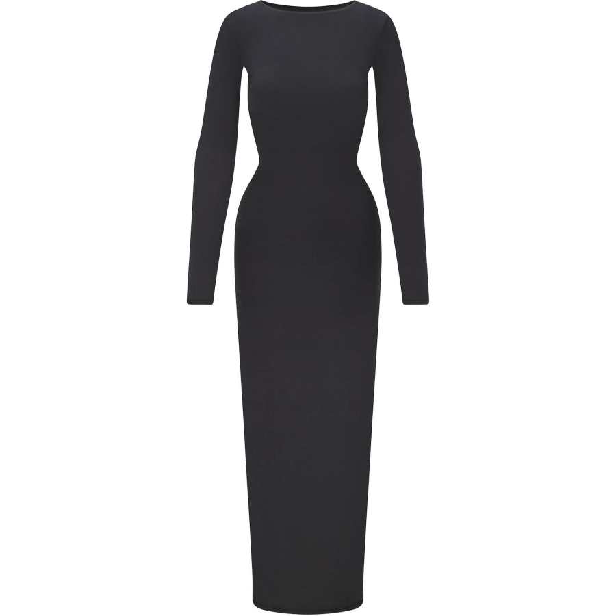 Skims FW24 FITS EVERYBODY LOW BACK LONG DRESS Long Sleeved Dress Women's Onyx/Onyx