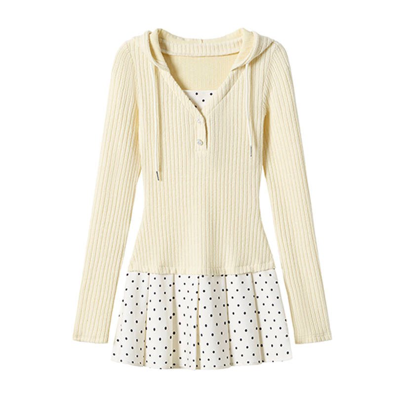 Fabric Pig Long Sleeved Dress Women's Light Apricot
