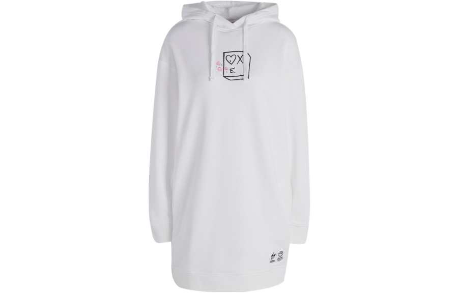 Adidas Adidas Long Sleeved Dresses Women's White Crew Neck Moderate Mid Length