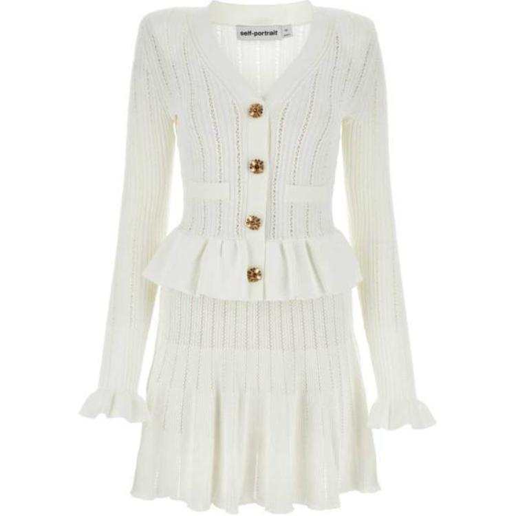 Self-portrait Knitted Peplum Mini Dress