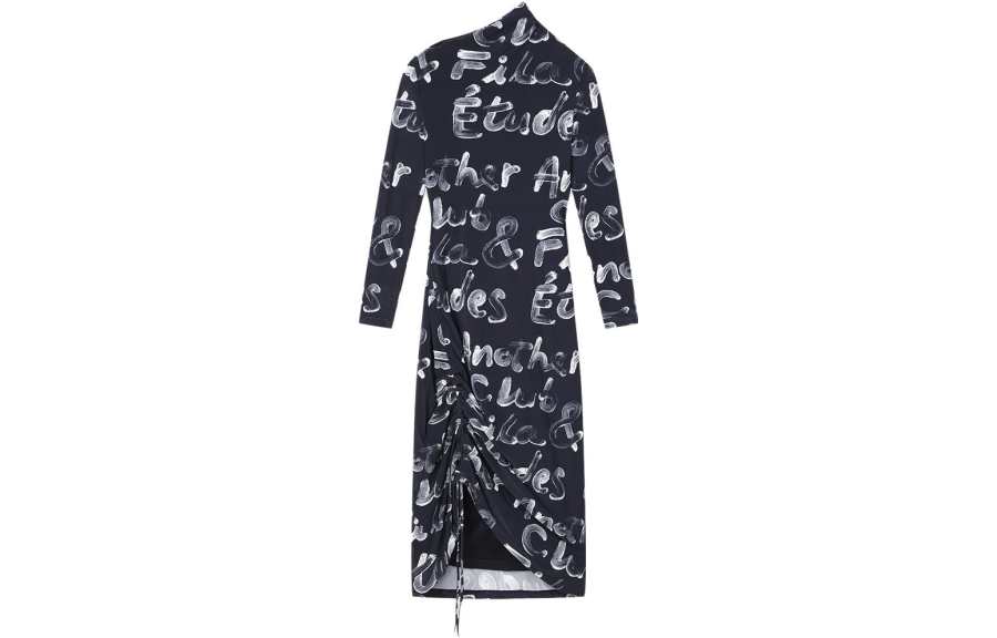 FILA Long Sleeved Dresses Women's All Over Print Half Turtleneck Moderate Long