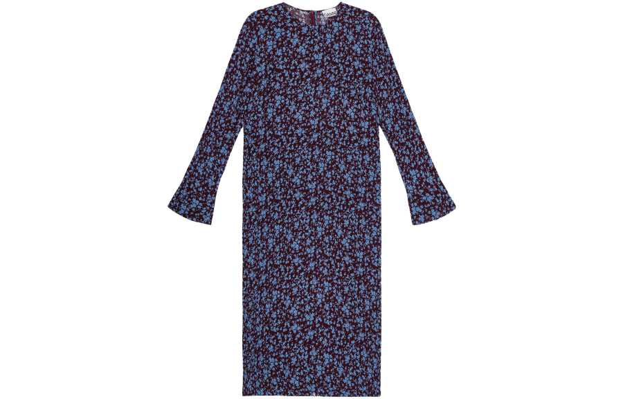 Ganni floral bell-sleeve dress