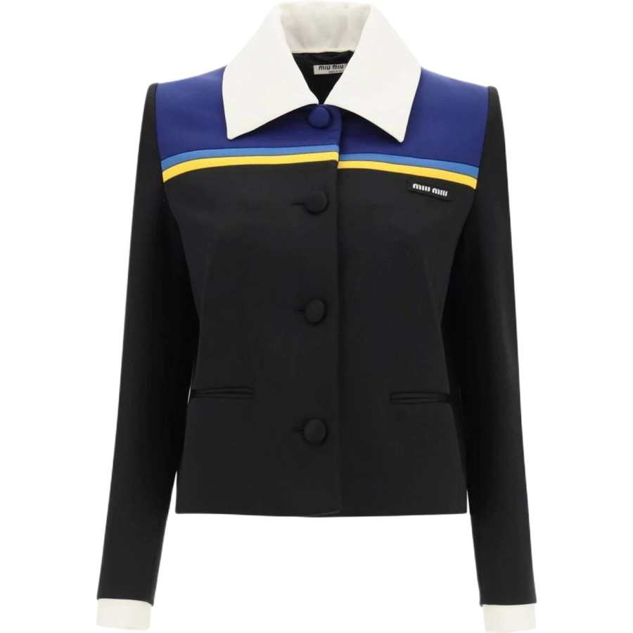 MIU MIU Jackets Women's Black Lapel Moderate Other