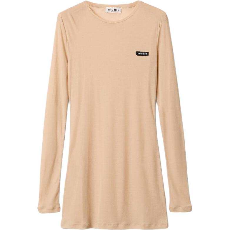 MIU MIU Logo Patch Long Sleeved Dress