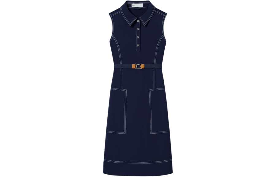 TORY BURCH TORY BURCH Top-stitch Golf Midi Dress