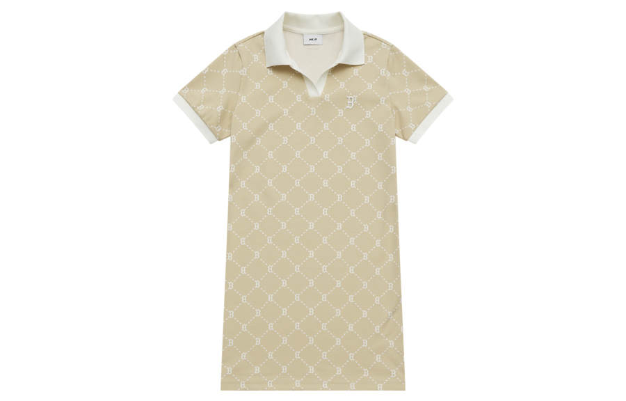 MLB MONOGRAM Collection Boston Red Sox SS25 Short Sleeved Dress Women's Light Beige
