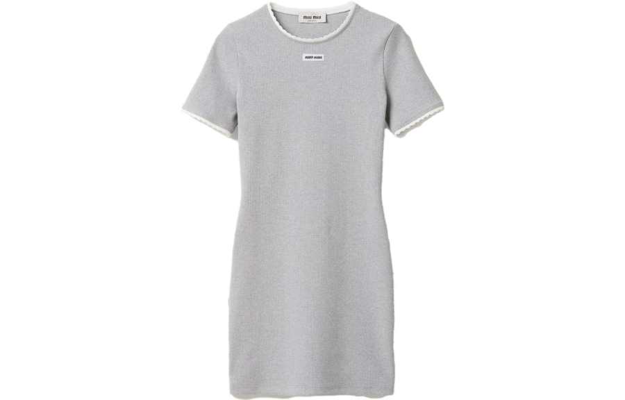 MIU MIU SS23 Short Sleeved Dress Women's Gray