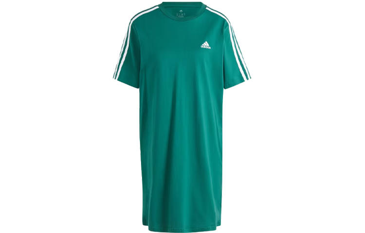 Adidas Adidas Essential Short Sleeved Dresses Women's Green Crew Neck Moderate Short