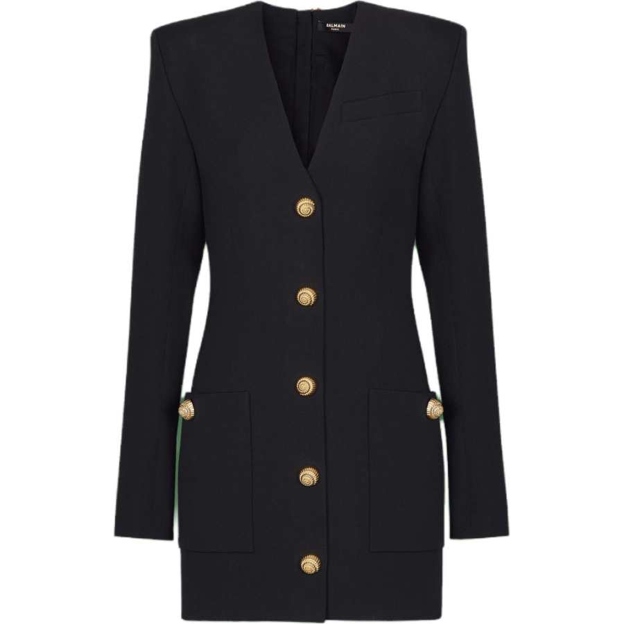 BALMAIN BALMAIN V-Neck Button Embellished Mini Dress