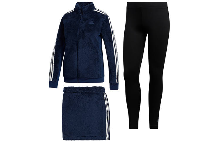 Adidas Adidas Casual Suits Women's College Navy Stand Collar Moderate Short