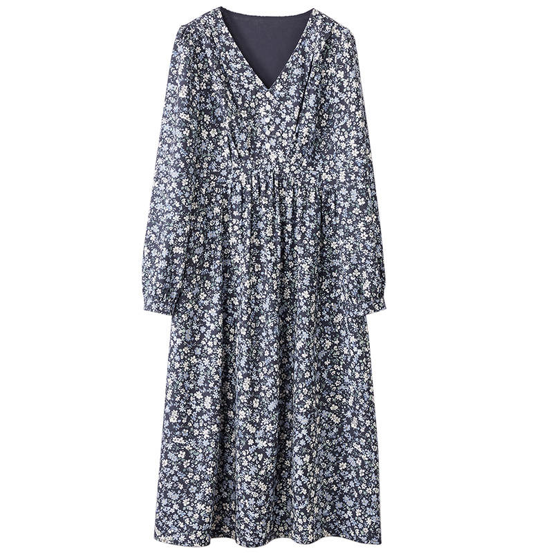 XIANGYING Long Sleeved Dress Women's Blue