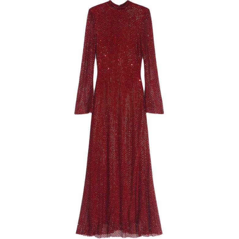 Self-portrait Self portrait Rhinestoned Fishnet Maxi Dress