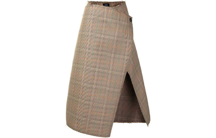 WE11DONE Casual Long Skirts Women's Brown Mid Length A Line Skirt