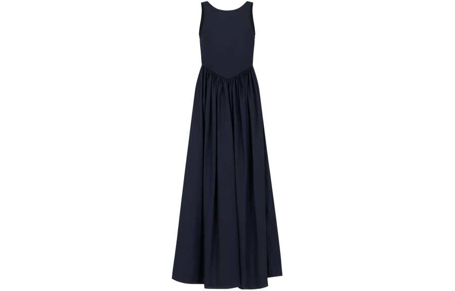 Giorgio Armani Long full-skirted poplin dress with gathered waist