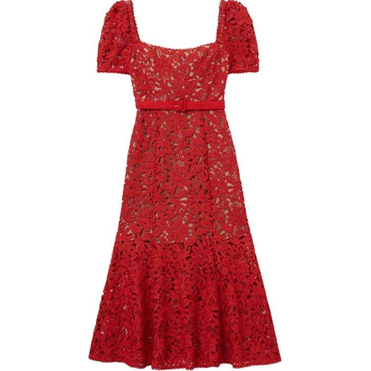 Self-portrait Self portrait Short Sleeved Dress Women's True Red