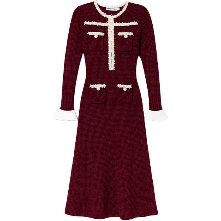 Self-portrait Self portrait Long Sleeved Dress Women's Burgundy