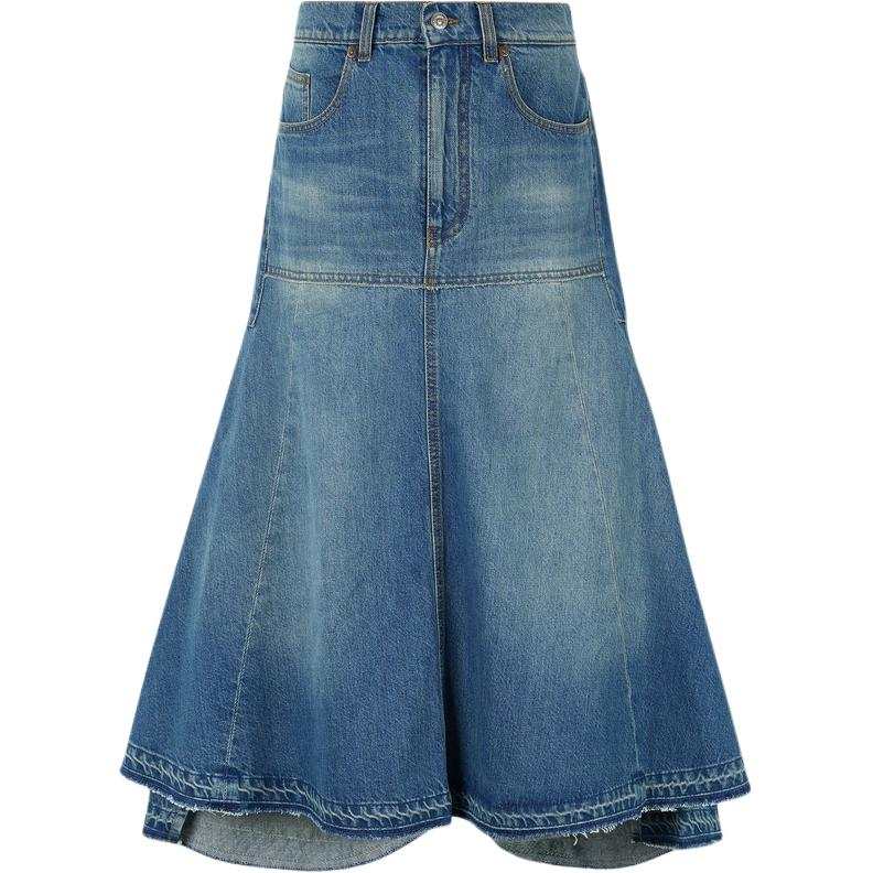 Victoria Beckham Denim Long Skirt Women's Blue