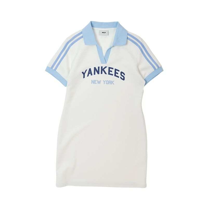 MLB New York Yankees Short Sleeved Dress Women's Ivory