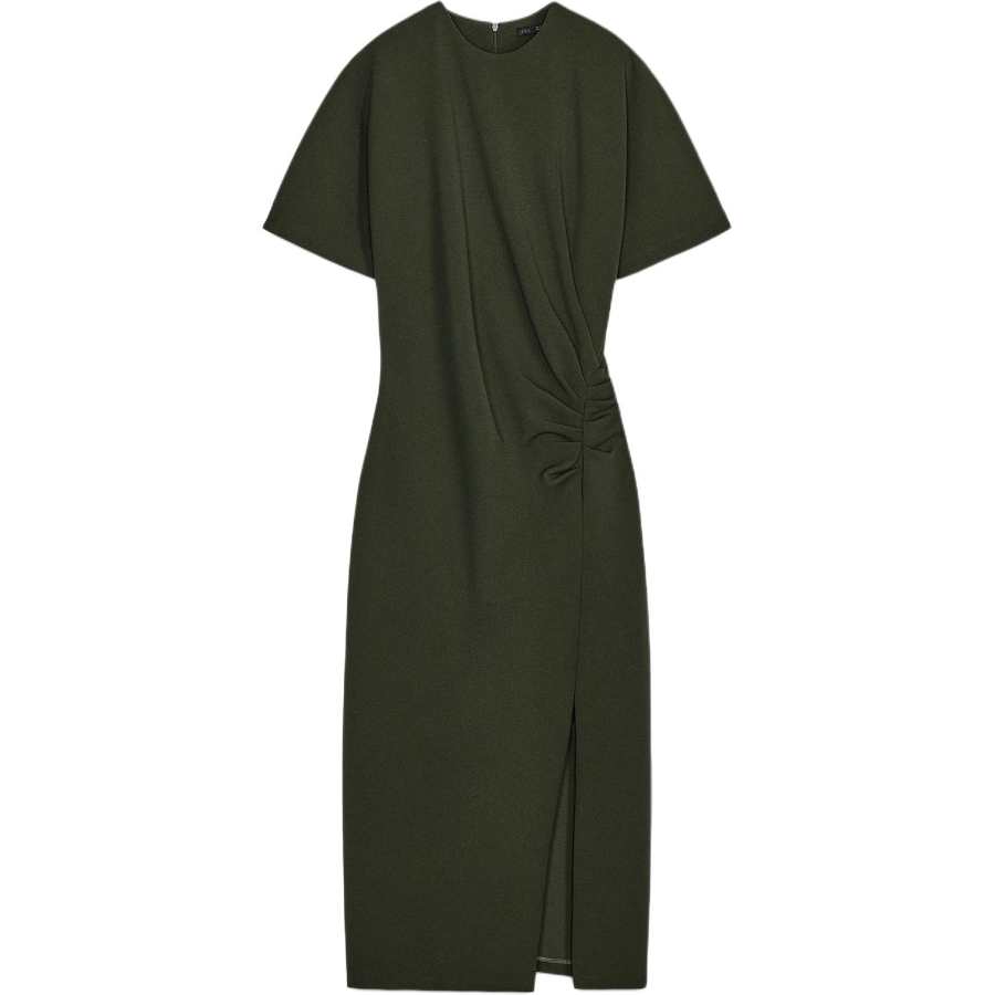 ZARA Short Sleeved Dress Women's Grass Green