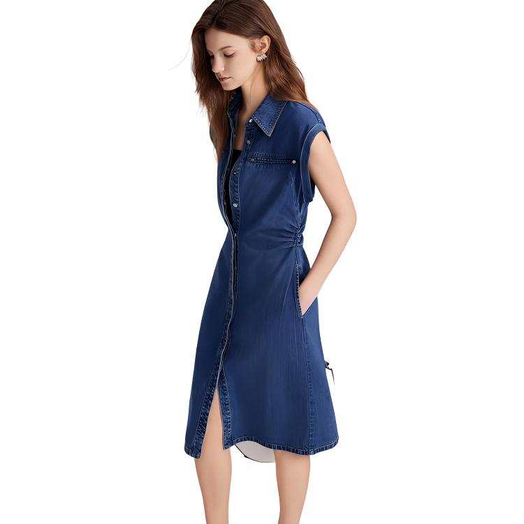 ELLE Sleeveless Dress Summer Women's Blue